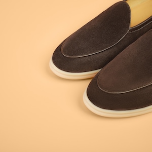 Matching suede loafers and belt set for men, coordinated outfit style
