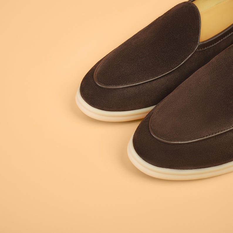 Matching suede loafers and belt set for men, coordinated outfit style