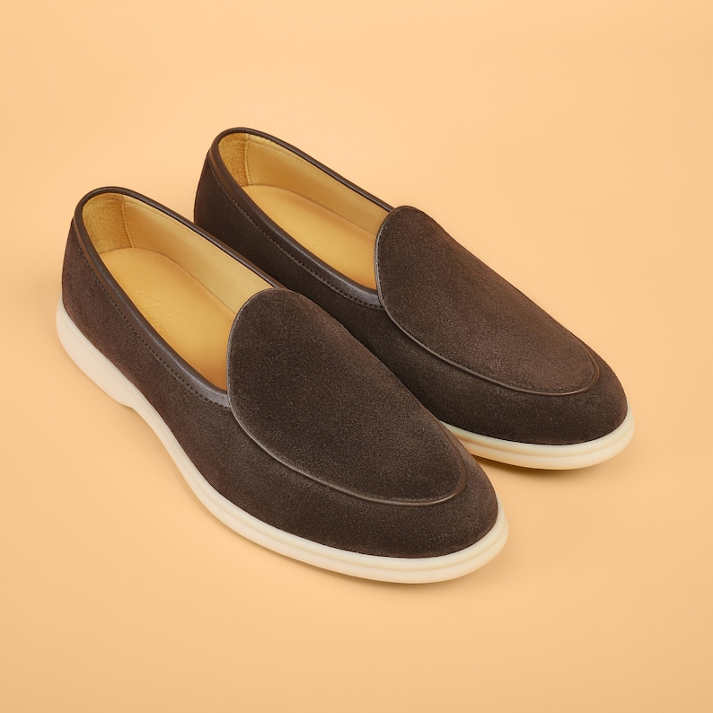 Matching suede loafers and belt set for men, coordinated outfit style
