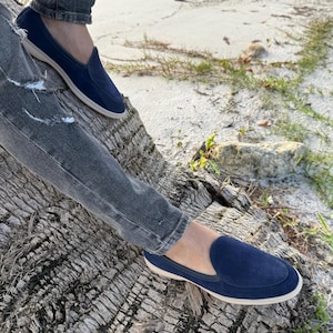 Men's suede loafers with matching belt set, luxury slip-on shoes, casual summer footwear