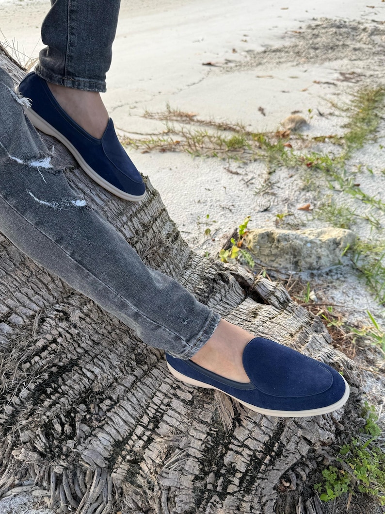 Men's suede loafers with matching belt set, luxury slip-on shoes, casual summer footwear