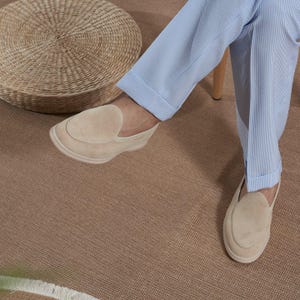 Men’s Suede Loafers with Belt Set – Beige Slip-On Shoes – Casual Luxury Summer Shoes – Comfortable Designer Loafers image 20