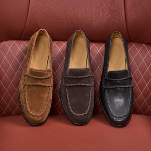 Men’s Suede Loafers, Premium Slip On Shoes, Soft Suede Driving Loafers, Elegant Casual Shoes, Modern Mens Loafers