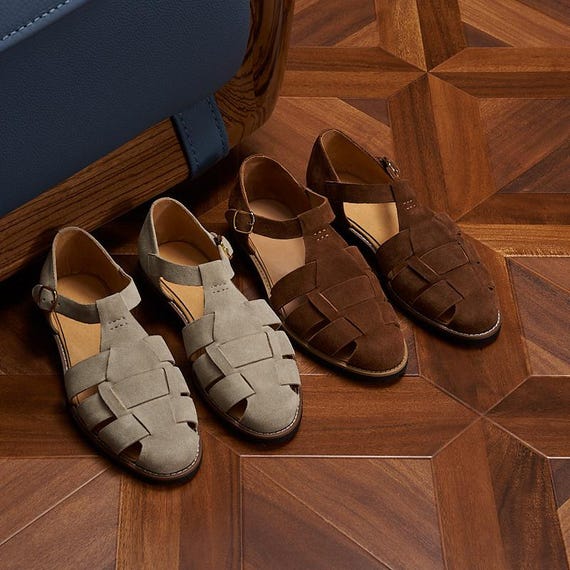Men’s Suede Leather Sandals, Handmade Fisherman Style Shoes, Summer Casual Luxury Footwear