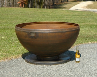 Fire Pit 37.5 inch Inset Edge Deep Bowl Pedestal Base, firepit metal fire pit fire pits fire pit bowl fire bowl custom fire pit