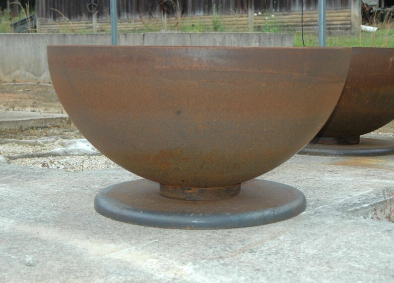 Fire Pit 37 5 Inch Deep Bowl Pedestal Base Firepit Metal Image 0