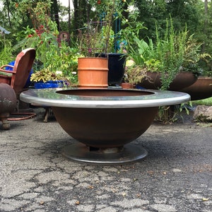 New ! 46 Inch Stainless Steel Table Top Fire Pit with 30&quot; Diameter Bowl and 9.5&quot; Surround 27&quot; pit opening- Fire Pit Table - Outdoor Fire Pit