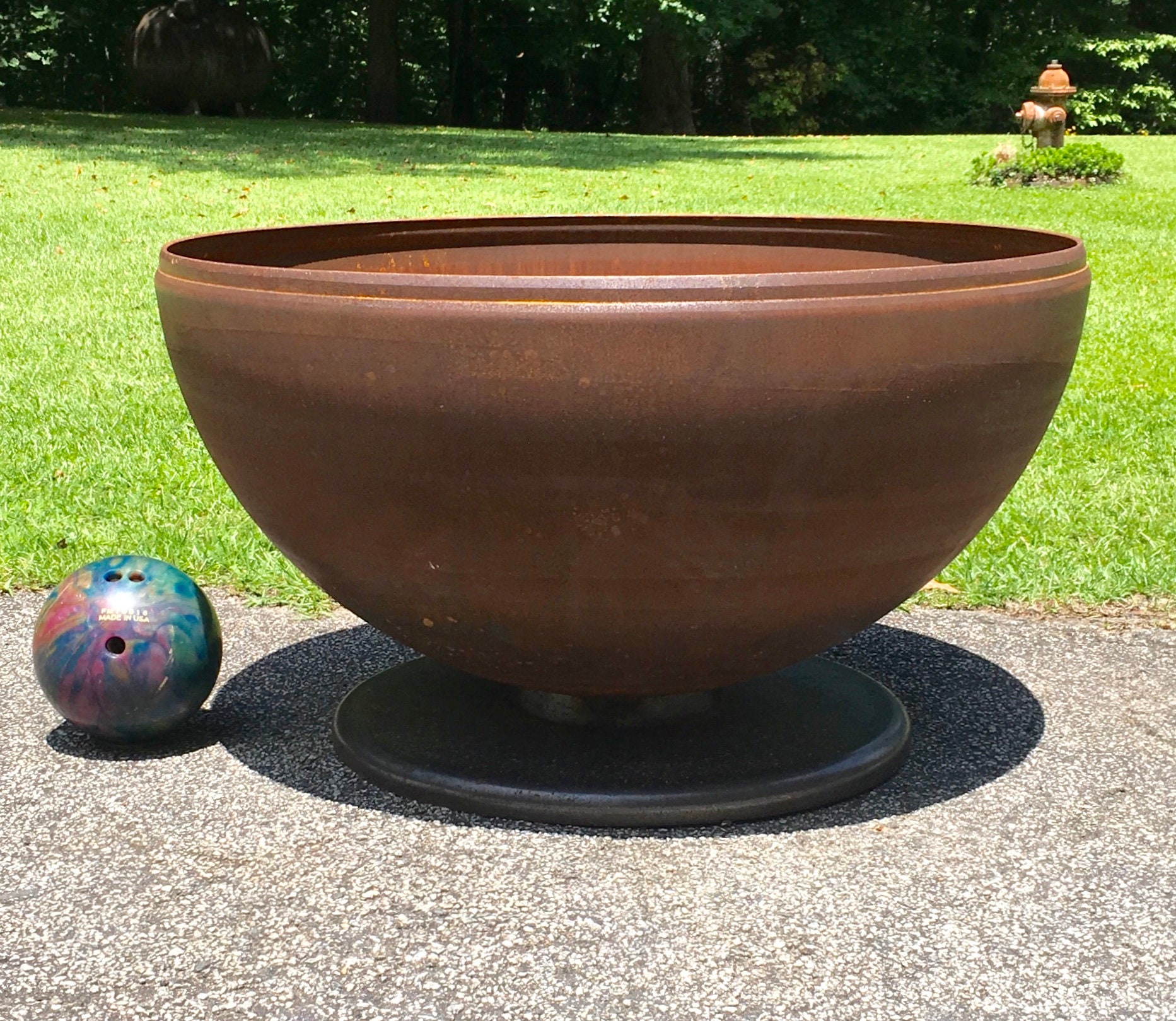 Fire Pit 41 Inch Deep Bowl Pedestal Base Inset Edge Fire Pit Etsy
