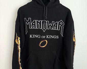 Manowar King of Kings Hoodie XL Black Heavy Metal Band Pullover Sweatshirt Promo Toro