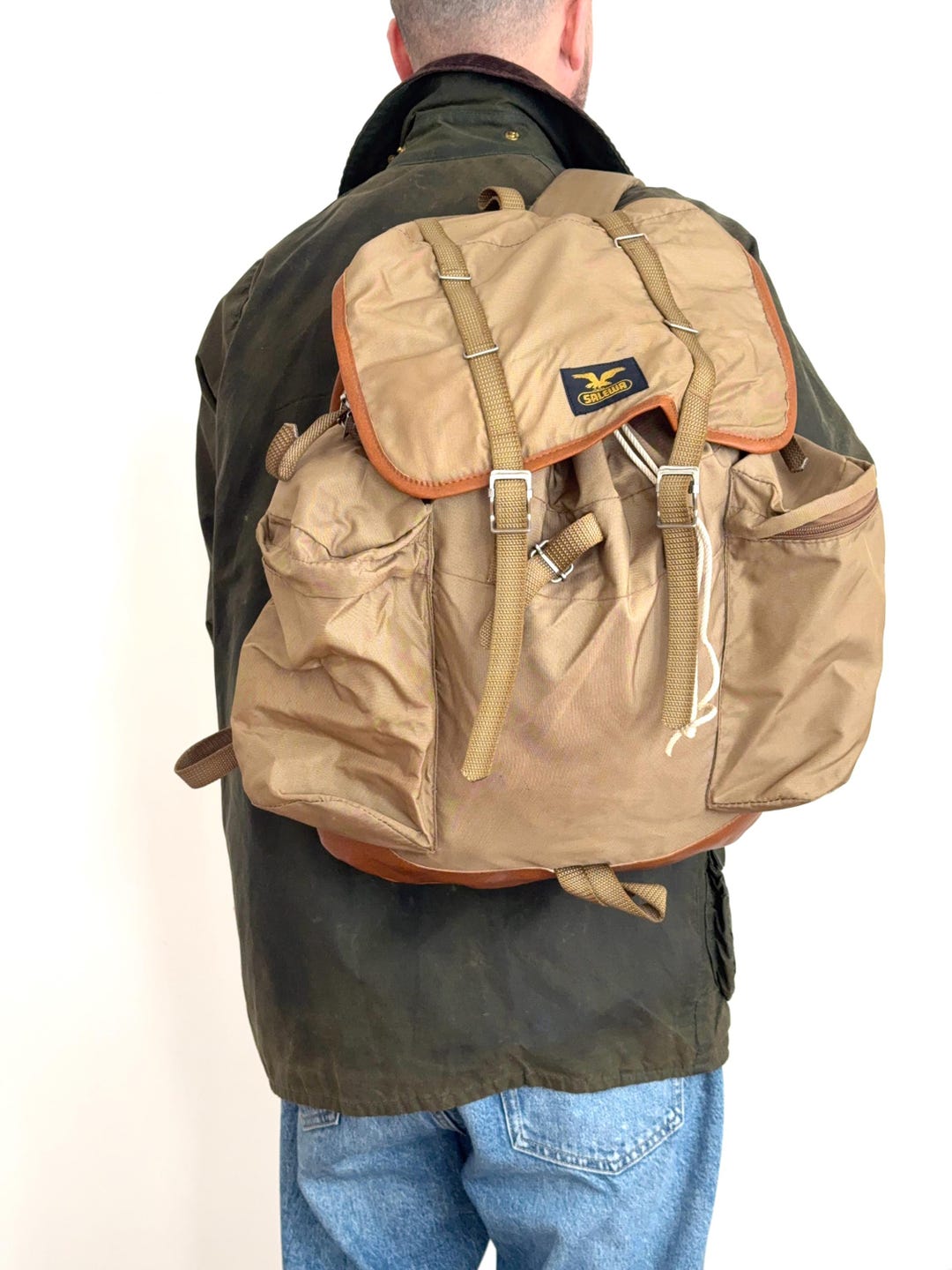 Vintage SALEWA Backpack Tan 90s Hiking Rucksack Minimalist Gorpcore ...