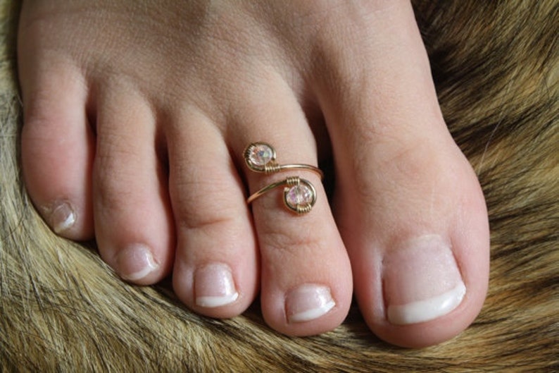 Fairy Crystal Toe Ring 14K Gold and Swarovski Crystal Wire Etsy