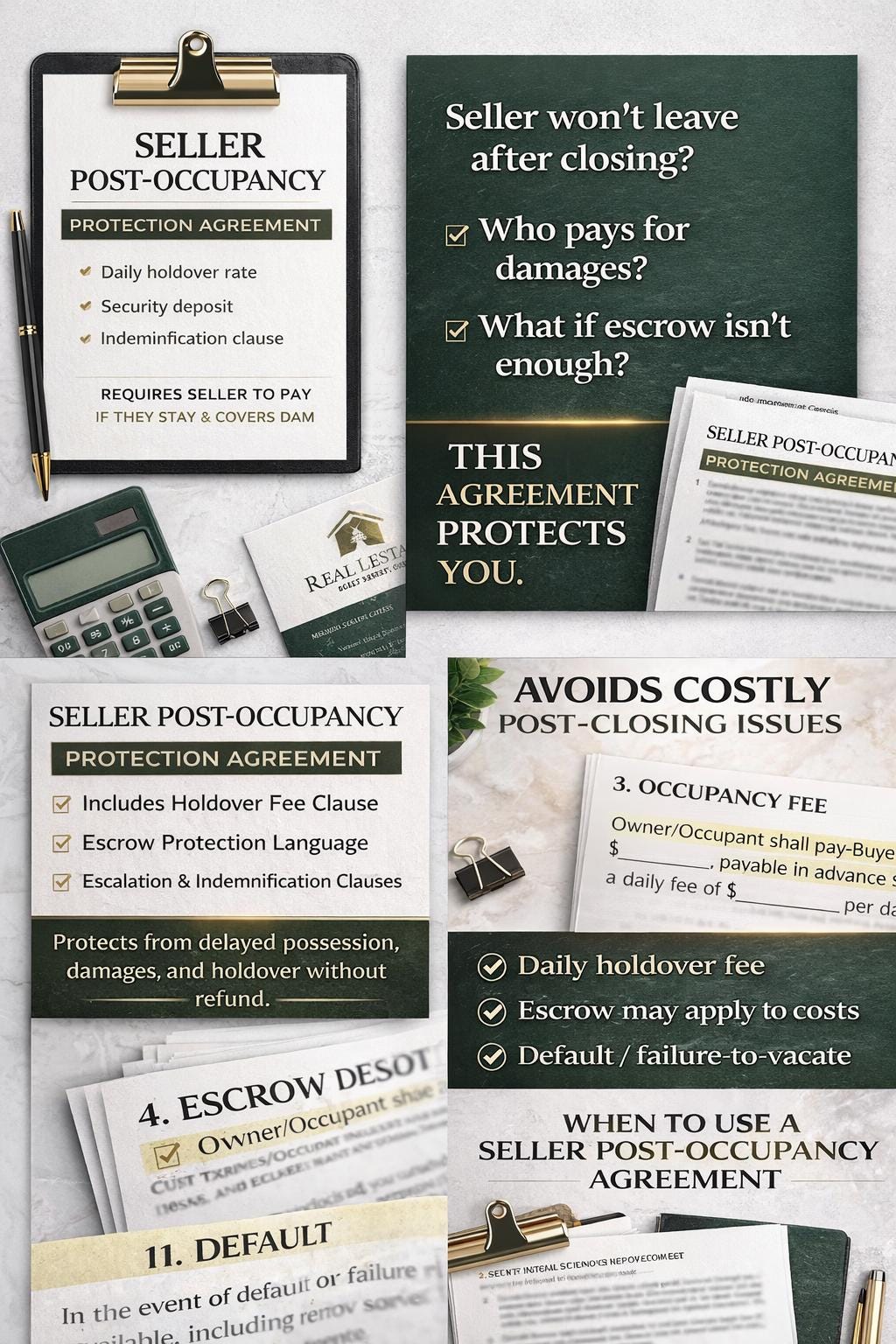 Post Occupancy Lease Agreement Bundle | Seller Leaseback Agreement ...