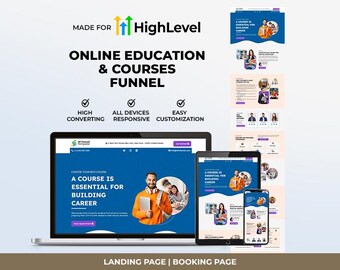 GoHighLevel Online Education Courses Funnel Template | Responsive Landing Page | Booking Page