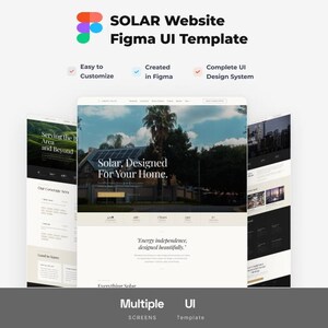 Modèle Figma de site Web sur l'énergie solaire, kit de conception d'interface utilisateur d'entreprise solaire, conception de page de destination d'entreprise de panneaux solaires, kit d'interface utilisateur Web d'énergie verte Figma