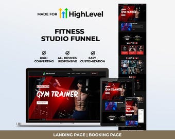GHL Gym Funnel Template | Go High Level Fitness Studio Landing Page for Lead Generation and Bookings | High Level Sports Club Sales Funnel