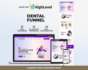 Go High Level Zahn Trichter Vorlage | GHL Zahnarzttrichter | Zahnpraxis Webseite | Blei-Erfassung Landing Page | Zahnweiß-Vorlage
