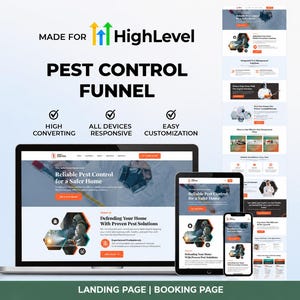 Go High Level Pest Control Funnel Template | GHL Responsive Landing Page Booking Funnel for Exterminators, Termite, Rodent, Bed Bug Services