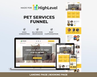 Go High Level Pet Services Funnel Template | GHL Responsive Landing Page for Pet Groomers | Boarding Facilities | Book Appointments