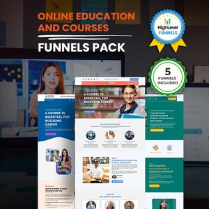 GoHighLevel Online Course 5 Funnels Bundle | GHL E-Learning Landing Pages | Masterclass Booking