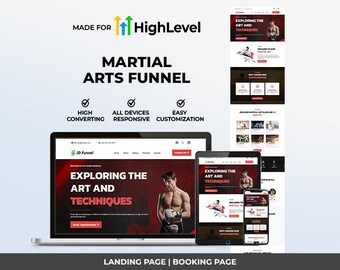 GoHighLevel Martial Arts Funnel Template | Responsive Landing Page | Booking Page