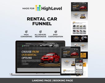 GoHighLevel Car Rental Funnel Template | Responsive Landing Page | Booking Page