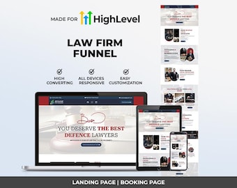 Go High Level Law Firm Funnel Template | GHL Responsive Landing Page and Booking Page for Attorneys, Criminal, Family Immigration Law Firms