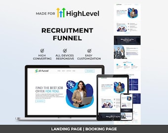 GoHighLevel Recruitment Funnel Template | Responsive Landing Page | Booking Page