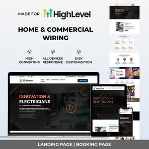 Embudo de cableado residencial y comercial de GoHighLevel / Página de destino para electricistas de GHL / Captura de clientes potenciales