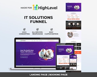 Go High Level IT Solutions Funnel Template | GHL Responsive Landing Page and Booking Page for Tech Agencies, IT Services, Software