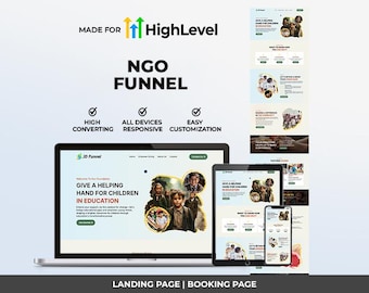 GoHighLevel NGO Funnel Template | Responsive Landing Page | Booking Page