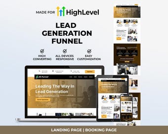 Go High Level Lead Generation Funnel Template | GHL Responsive Landing Booking Page for B2B, B2C Lead Capture, Client Acquisition