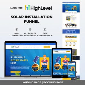 GHL Solar Funnel-Übersicht, GoHighLevel Solar-Installationsvorlage, GHL Solar-Lead-Generierungs-Funnel, Go High Level Solar-Landingpage