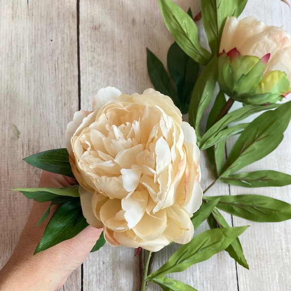 Ivory Peony Stem, Earth Tones, Artificial Fall Flowers, Fake, Faux Flowers, Vase Florals, DIY, Wedding Flowers, Arrangement, Farmhouse Decor