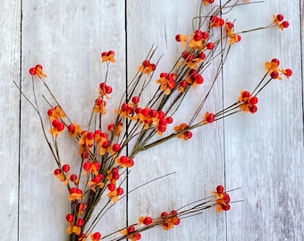 Country Fall Bittersweet Berry Branch, 36” long, Fall Decor
