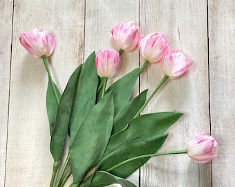 6 Pink Tulip Stems: Faux Spring Wedding Florals