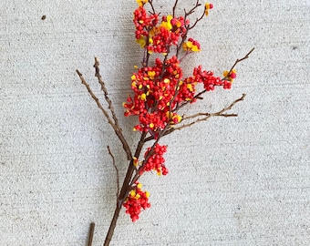 Faux Bittersweet Berry Stem: Autumn Farmhouse Decor