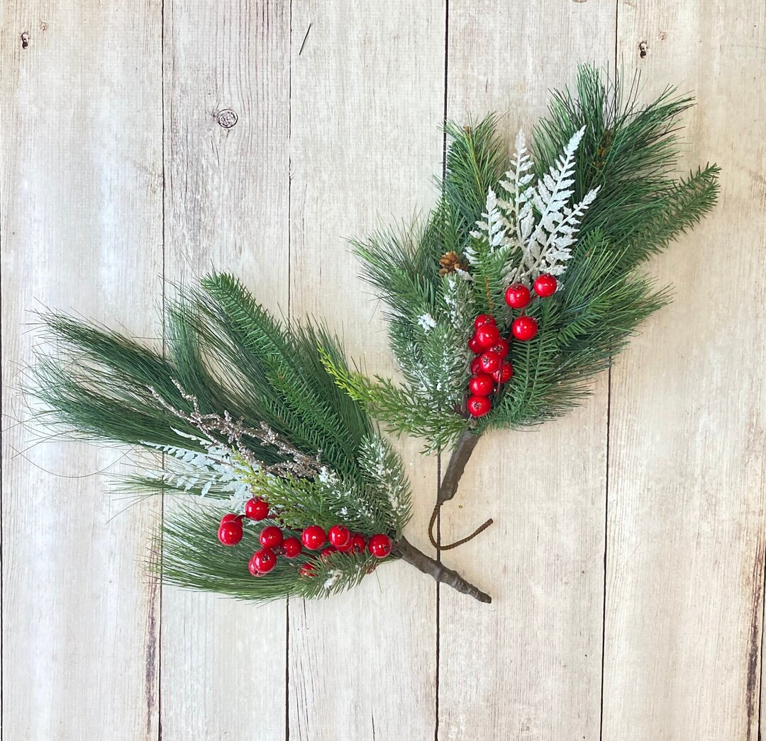 Christmas Pine and Berry Swags Small Christmas Floral Stems Etsy
