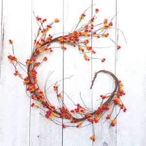 Orange Bittersweet Vine, Bittersweet Berry Garland, Artificial Bittersweet Garland, Fall Berries, Fall Home Décor, 4ft Long, Fall Farmhouse image 4