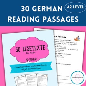 German Reading Passages for Classroom and Home Learning, Deutsche Lesetexte für Kinder A2