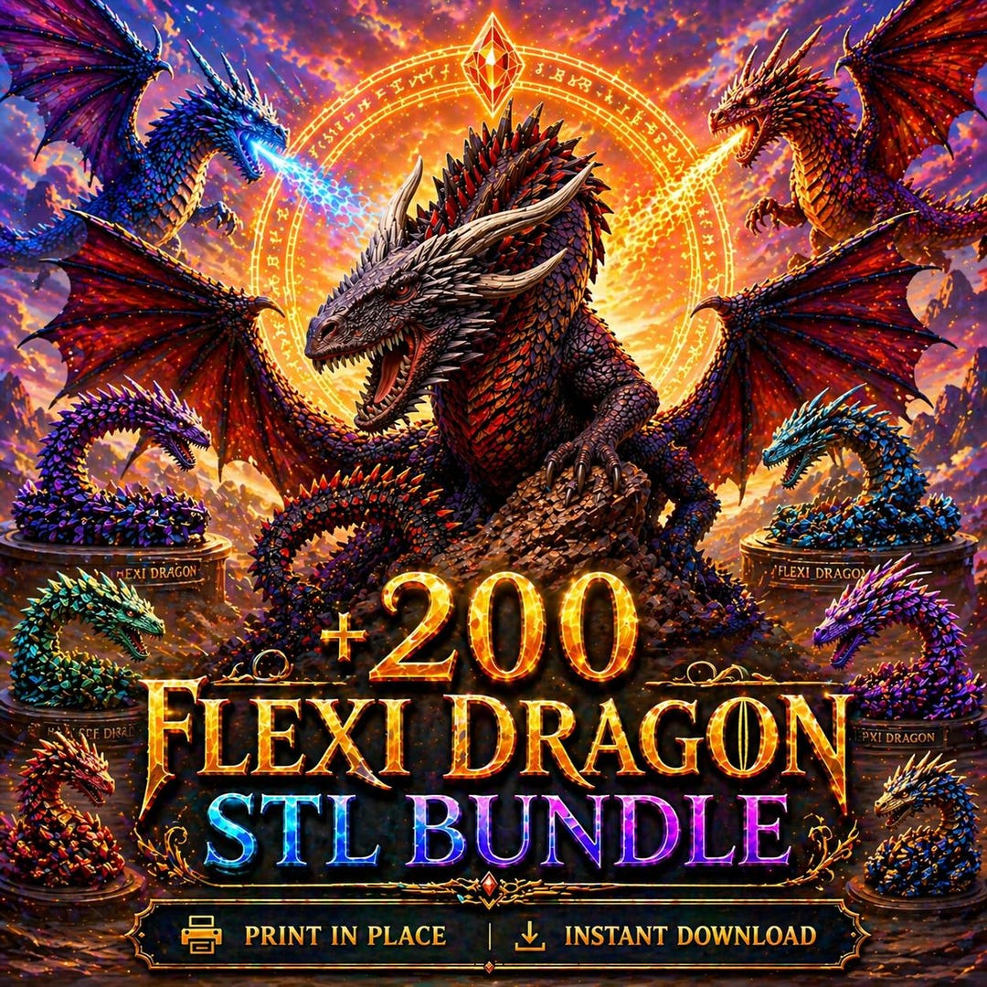 Flexi Dragon STL Files Bundle Print in Place 3D Dragons Dragon Egg ...