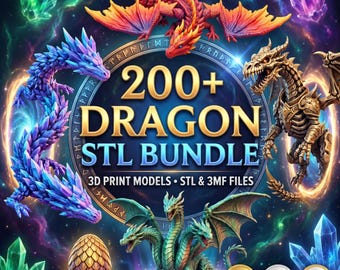 Flexi Dragon STL Bundle | Articulated Dragon STL Files | Print in Place Flexible Dragon | STL & 3MF Included | Fantasy Fidget Toy Pack