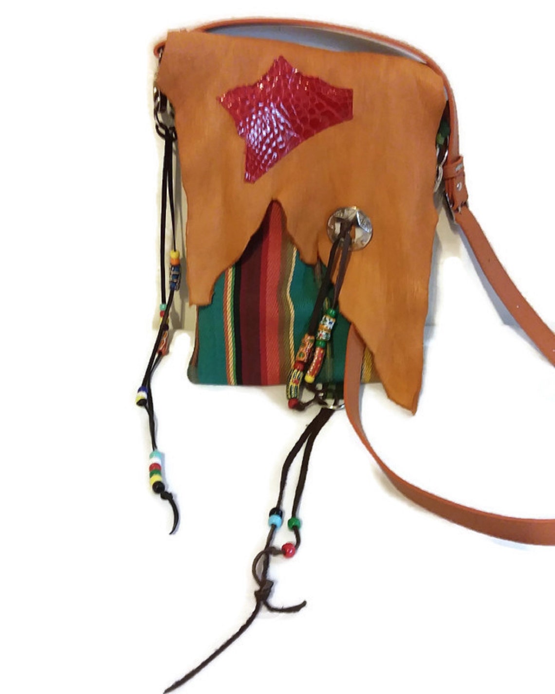Native American Style Cross Body Bag Leather Trim Western Etsy UK