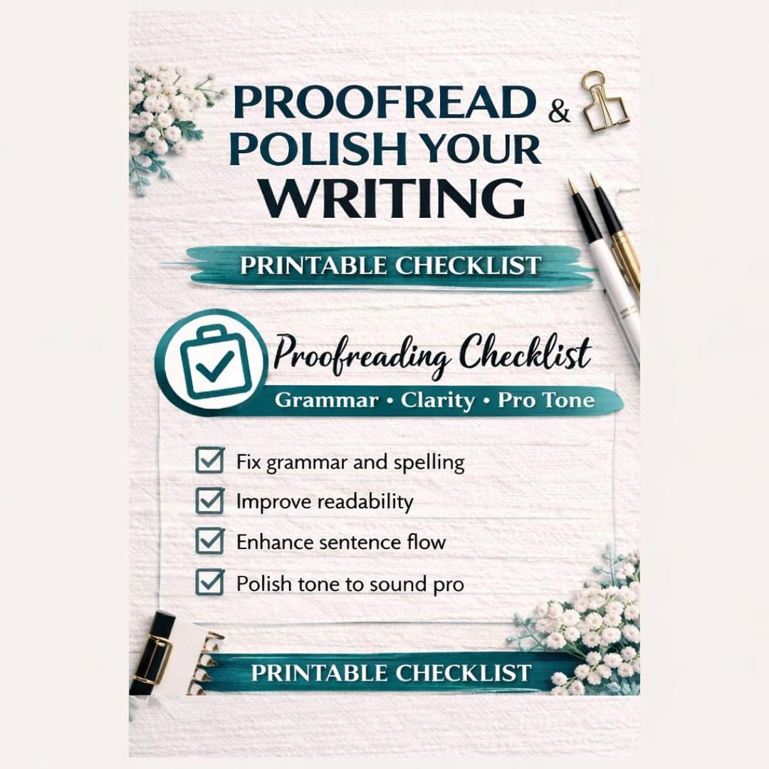 Proofreading Checklist | Grammar & Clarity Editing Guide | Self Editing ...