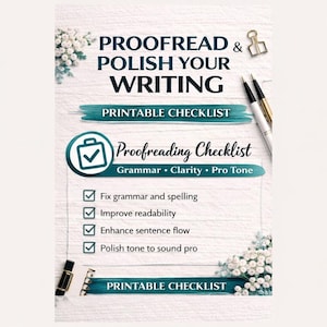 Checkliste für das Korrekturlesen | Grammatik und Klarheit Bearbeitungsleitfaden | Selbstbearbeitungs-Werkzeug | Verbessern Sie das Schreiben schnell | Professionelle Schreibhilfe