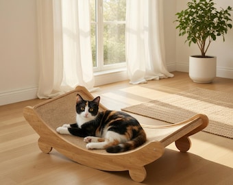 Divano tiragraffi curvo in sisal | Protezione per divano e cuccia per gatti