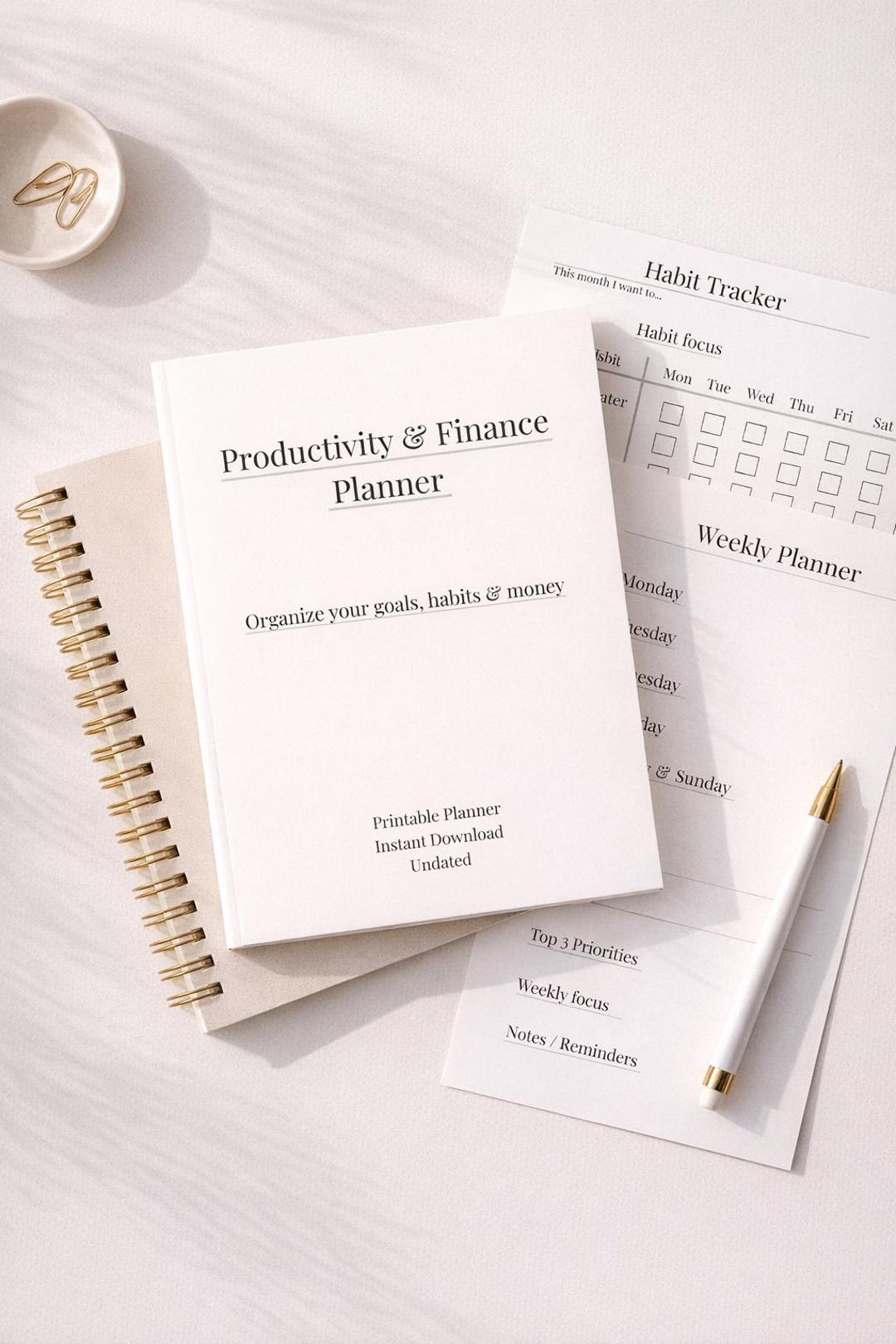 Minimalist Productivity &amp; Finance Planner Printable - Etsy