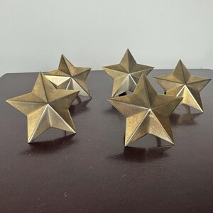Set of 5 Golden Star shaped Napkin Holders. Vintage, 4th of July, Christmas holiday decor. Dinner table scape. Kitchen home decor.