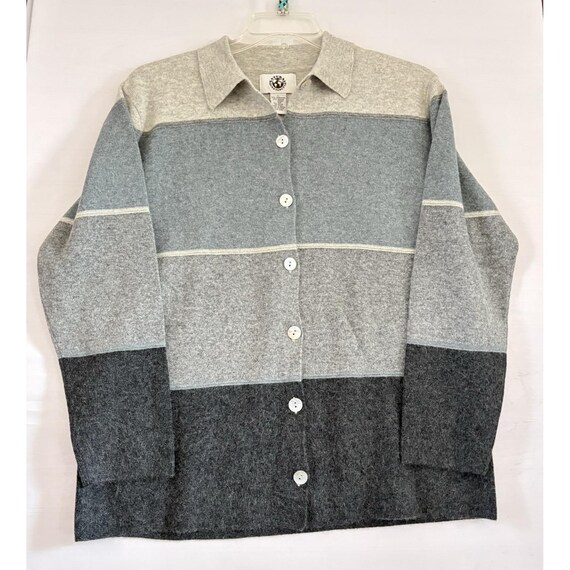 Natural Instincts Lambswool Cardigan Sweater Shell Buttons Vintage Large