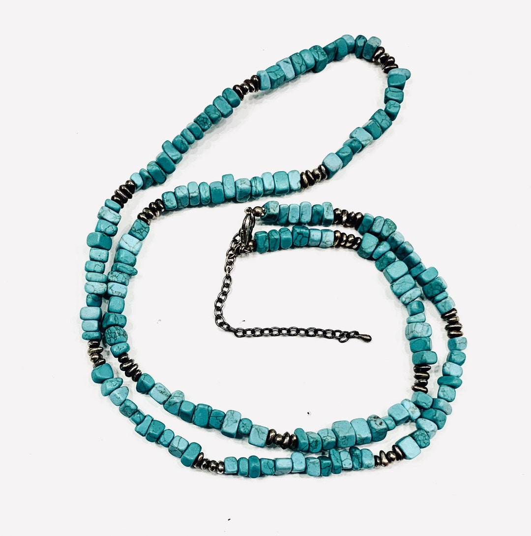 Faux Turquoise Necklace Premier Designs Dakota Necklace Long Etsy