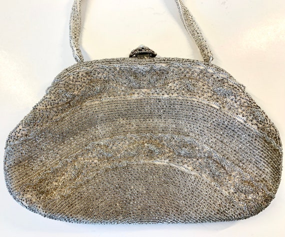 Vintage Silver Beaded Purse